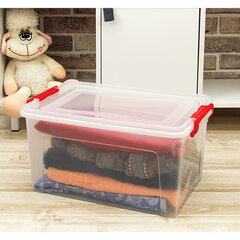 Ящик-контейнер для хранения 14 л, С КРЫШКОЙ НА ЗАЩЕЛКАХ, 18&times;43&times;29 см, прозрачный, IDEA, М 2866