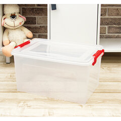 Ящик-контейнер для хранения 25 л, С КРЫШКОЙ НА ЗАЩЕЛКАХ, 24&times;48&times;32 см, прозрачный, IDEA, М 2867