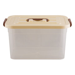 Ящик-контейнер 10 л с КРЫШКОЙ НА ЗАЩЕЛКАХ И РУЧКОЙ, 19&times;35&times;23 см, пластик, прозрачный, крышка ассорти, 810