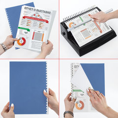 Обложки картонные для переплета, А4, КОМПЛЕКТ 100 шт., тиснение под кожу, 230 г/<wbr/>м<sup>2</sup>, синие, ОФИСМАГ, 530833