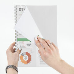 Обложки картонные для переплета, А4, КОМПЛЕКТ 100 шт., тиснение под кожу, 230 г/<wbr/>м<sup>2</sup>, белые, ОФИСМАГ, 530835