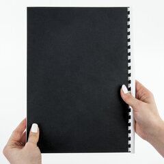 Обложки картонные для переплета, А4, КОМПЛЕКТ 100 шт., тиснение под кожу, 230 г/<wbr/>м<sup>2</sup>, черные, BRAUBERG, 530837