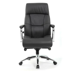 Кресло из натуральной кожи BRABIX PREMIUM &laquo;Phaeton EX-502&raquo;, хром, черное, 530882