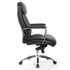 Кресло из натуральной кожи BRABIX PREMIUM &laquo;Phaeton EX-502&raquo;, хром, черное, 530882