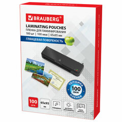 Пленки-заготовки для ламинирования МАЛОГО ФОРМАТА (65&times;95 мм), КОМПЛЕКТ 100 шт., 100 мкм, BRAUBERG, 530903