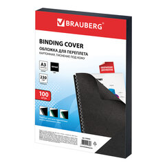 Обложки картонные для переплета БОЛЬШОЙ ФОРМАТ А3, КОМПЛЕКТ 100 шт., тиснение под кожу, 230 г/<wbr/>м<sup>2</sup>, черные, BRAUBERG, 530944