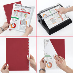 Обложки картонные для переплета, А4, КОМПЛЕКТ 100 шт., тиснение под кожу, 230 г/<wbr/>м<sup>2</sup>, красные, BRAUBERG, 530948