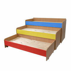 Кровать детская трехъярусная, 1480&times;652&times;720 мм, ЛДСП, бук бавария/<wbr/>цветная, настил фанера