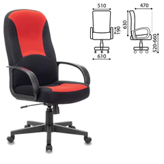 Кресло офисное BRABIX &laquo;City EX-512&raquo;, ткань черная/<wbr/>красная, TW, 531408