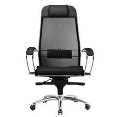 Кресло офисное МЕТТА &laquo;SAMURAI&raquo; SL-1, сверхпрочная ткань-сетка/<wbr/>экокожа, черное