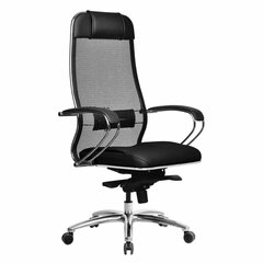 Кресло офисное МЕТТА &laquo;SAMURAI&raquo; SL-1, сверхпрочная ткань-сетка/<wbr/>экокожа, черное