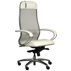 Кресло офисное МЕТТА &laquo;SAMURAI&raquo; SL-1, сверхпрочная ткань-сетка/<wbr/>экокожа, бежевое