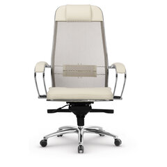 Кресло офисное МЕТТА &laquo;SAMURAI&raquo; SL-1, сверхпрочная ткань-сетка/<wbr/>экокожа, бежевое