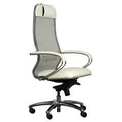 Кресло офисное МЕТТА &laquo;SAMURAI&raquo; SL-1, сверхпрочная ткань-сетка/<wbr/>экокожа, бежевое