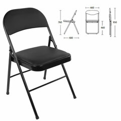 Стул складной BRABIX &laquo;Golf Plus CF-003 Комфорт&raquo;, черный каркас, кожзам черный, 531566