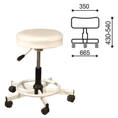 Стул кресло оператора РС12, без спинки, без подлокотников, кожзам, белое