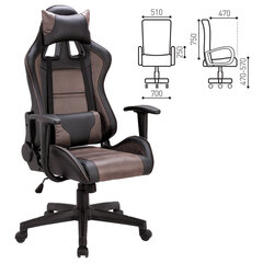 Кресло компьютерное BRABIX &laquo;GT Racer GM-100&raquo;, две подушки, ткань, экокожа, черное/<wbr/>коричневое, 531819