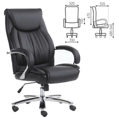 Кресло офисное BRABIX PREMIUM &laquo;Advance EX-575&raquo;, хром, экокожа, черное, 531825