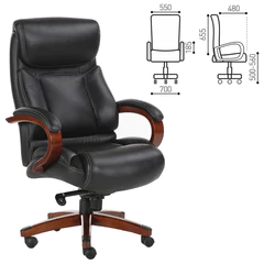 Кресло из натуральной кожи BRABIX PREMIUM &laquo;Infinity EX-707&raquo;, дерево, черное, 531826