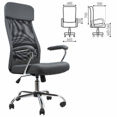 Кресло офисное BRABIX &laquo;Flight EX-540&raquo;, хром, ткань, сетка, серое, 531848