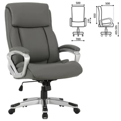 Кресло офисное BRABIX PREMIUM &laquo;Level EX-527&raquo;, пружинный блок, рециклированная кожа, серое, 531937