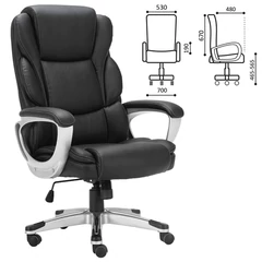Кресло офисное BRABIX PREMIUM &laquo;Rest EX-555&raquo;, пружинный блок, экокожа, черное, 531938