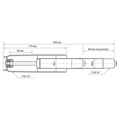 Газлифт BRABIX A-80 суперкороткий, черный, длина в открытом виде 305 мм, d50 мм, класс 2