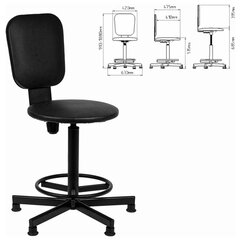 Стул кресло кассира, ресепшен РС37, на винте, без подлокотников, кожзам, черное