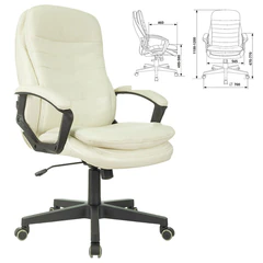 Кресло офисное BRABIX PREMIUM &laquo;Omega EX-589&raquo;, экокожа, бежевое, 532095