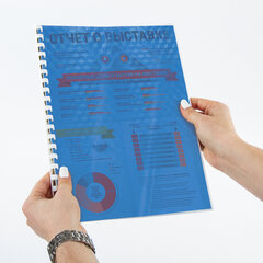 Обложки пластиковые для переплета А4, КОМПЛЕКТ 100 шт., 150 мкм,&laquo;Кристалл&raquo;, прозрачно-синие, BRAUBERG, 532158