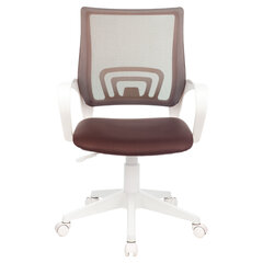 Кресло BRABIX &laquo;Fly MG-396W&raquo;, с подлокотниками, пластик белый, сетка, коричневое, 532398
