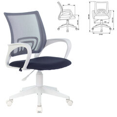 Кресло BRABIX &laquo;Fly MG-396W&raquo;, с подлокотниками, пластик белый, сетка, темно-серое, 532400