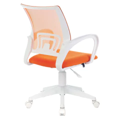 Кресло BRABIX &laquo;Fly MG-396W&raquo;, с подлокотниками, пластик белый, сетка, оранжевое, 532401