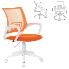 Кресло BRABIX &laquo;Fly MG-396W&raquo;, с подлокотниками, пластик белый, сетка, оранжевое, 532401
