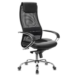 Кресло офисное BRABIX PREMIUM "Stalker EX-609 PRO", хром, мультиблок, ткань-сетка/экокожа, черное, 532416