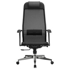 Кресло офисное МЕТТА &laquo;К-4-Т&raquo; хром, прочная сетка, сиденье и спинка регулируемые, черное