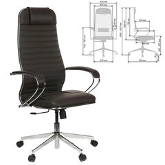 Кресло офисное МЕТТА &laquo;К-6&raquo; хром, экокожа, сиденье и спинка мягкие, темно-коричневое