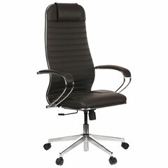 Кресло офисное МЕТТА &laquo;К-6&raquo; хром, экокожа, сиденье и спинка мягкие, темно-коричневое