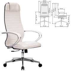 Кресло офисное МЕТТА &laquo;К-6&raquo; хром, экокожа, сиденье и спинка мягкие, белое