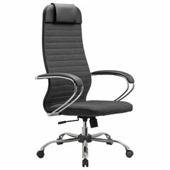 Кресло офисное МЕТТА &laquo;К-27&raquo; хром, ткань, сиденье и спинка мягкие, серое