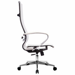 Кресло офисное МЕТТА &laquo;К-7&raquo; хром, прочная сетка, сиденье и спинка регулируемые, белое