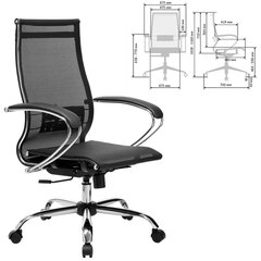 Кресло офисное МЕТТА &laquo;К-9&raquo; хром, прочная сетка, сиденье и спинка регулируемые, черное