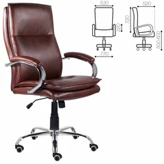 Кресло офисное BRABIX PREMIUM &laquo;Cuba EX-542&raquo;, экокожа, коричневое, 532550