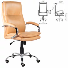 Кресло офисное BRABIX PREMIUM &laquo;Cuba EX-542&raquo;, экокожа, бежевое, 532551
