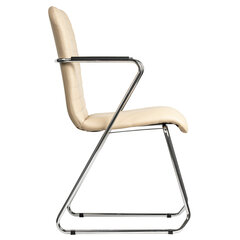 Кресло для приемных и переговорных BRABIX &laquo;Visit CF-101&raquo;, хром, экокожа, бежевое, 532560