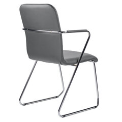 Кресло для приемных и переговорных BRABIX &laquo;Visit CF-101&raquo;, хром, экокожа, темно-серое, 532561