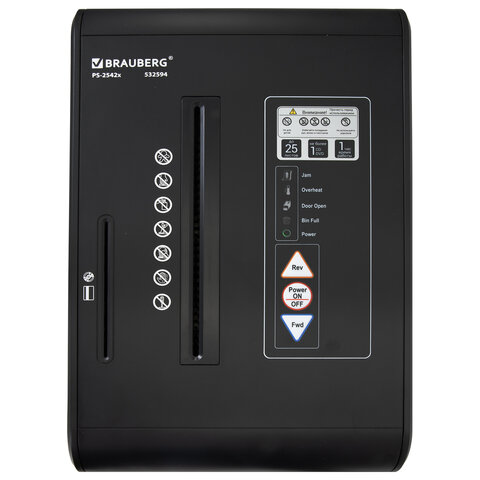 Уничтожитель (шредер) BRAUBERG PROFESSIONAL PS-2542x, CD, "HeavyDuty", 4 уровень секретности, 4х40 мм, 25 листов, корзина 42 литра, 532594 - фото 9