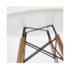 Стол обеденный BRABIX &laquo;Eames T-01&raquo;, круглый, диаметр 80 см, опоры дерево, белый, 532633