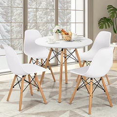 Стол обеденный BRABIX &laquo;Eames T-01&raquo;, круглый, диаметр 80 см, опоры дерево, белый, 532633