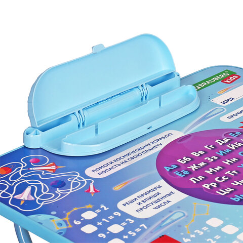 Комплект детской мебели голубой КОСМОС: стол + стул, пенал, BRAUBERG NIKA KIDS, 532634 - фото 5